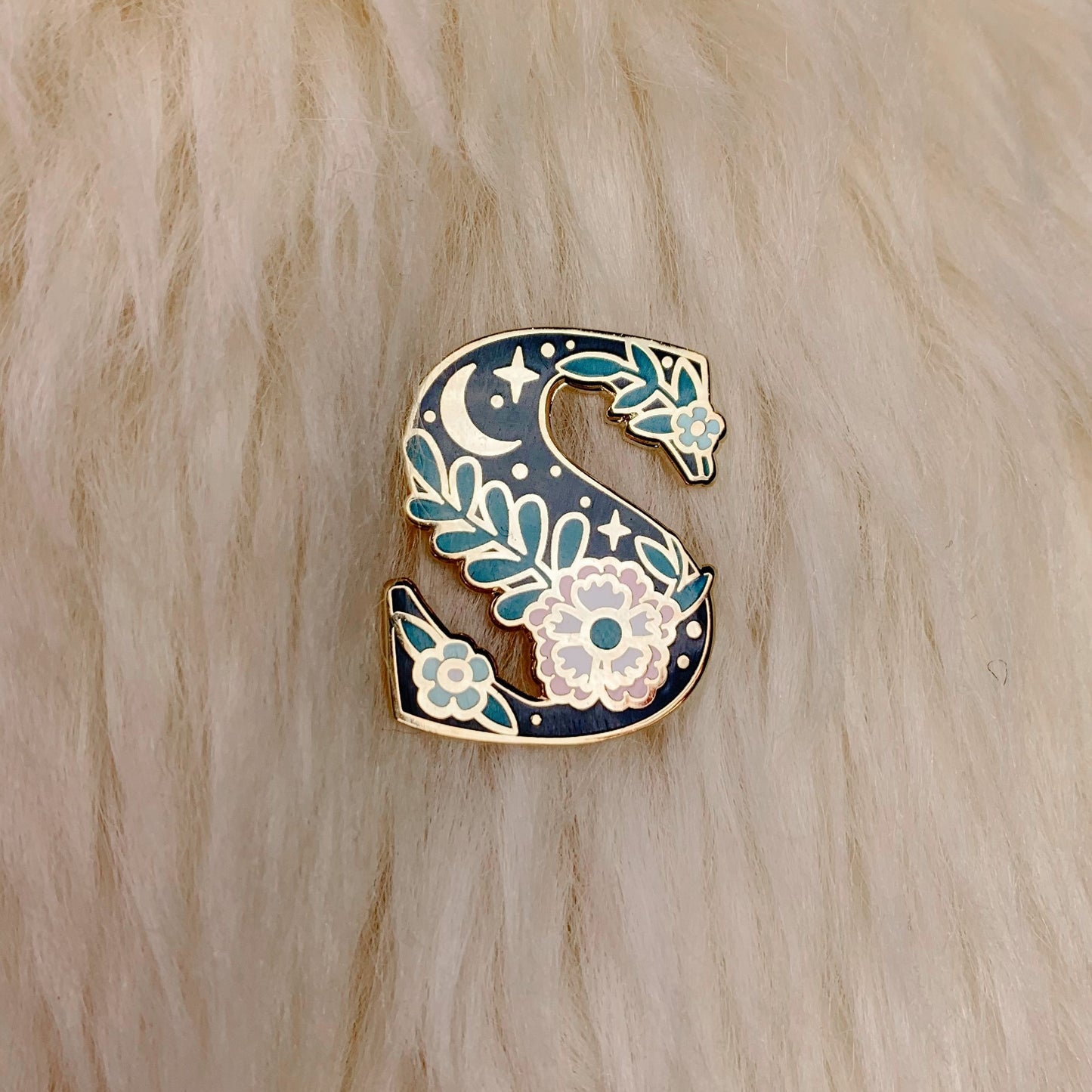 Botanical Letter Enamel Pin