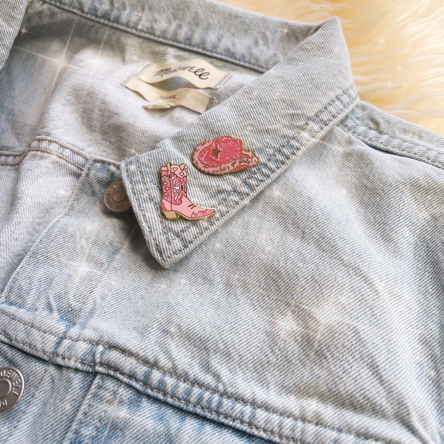 Pink Cowgirl Boot & Hat Enamel Pins