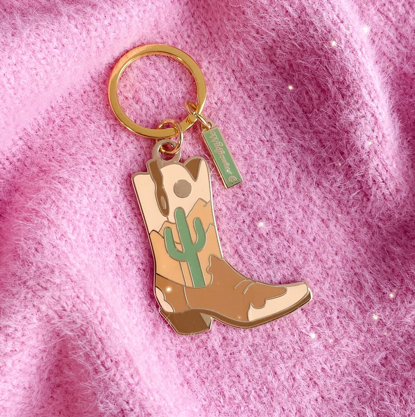 AC00465-MLT-OS - Desert Cowgirl Boot Enamel Keychain - Cowgirl Boot Keychain Accessories - Wildflower + Co