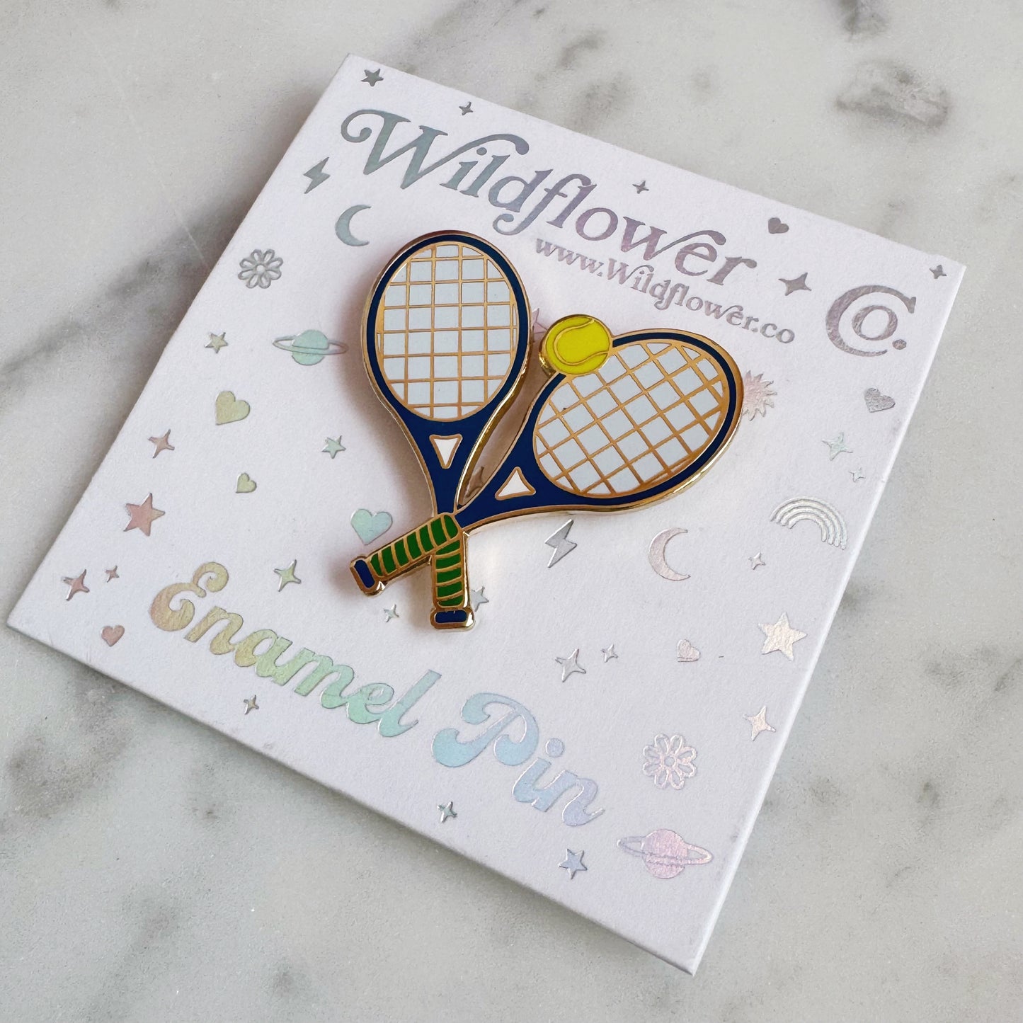 Tennis Racket Enamel Pin, Navy