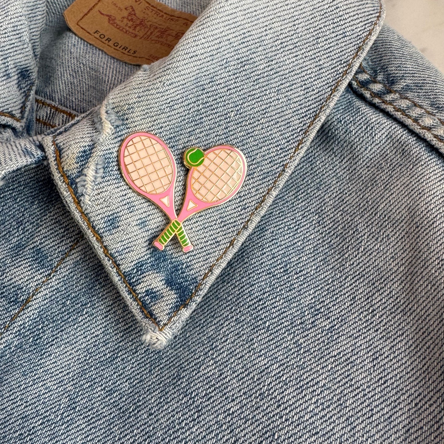 Tennis Racket Enamel Pin, Pink