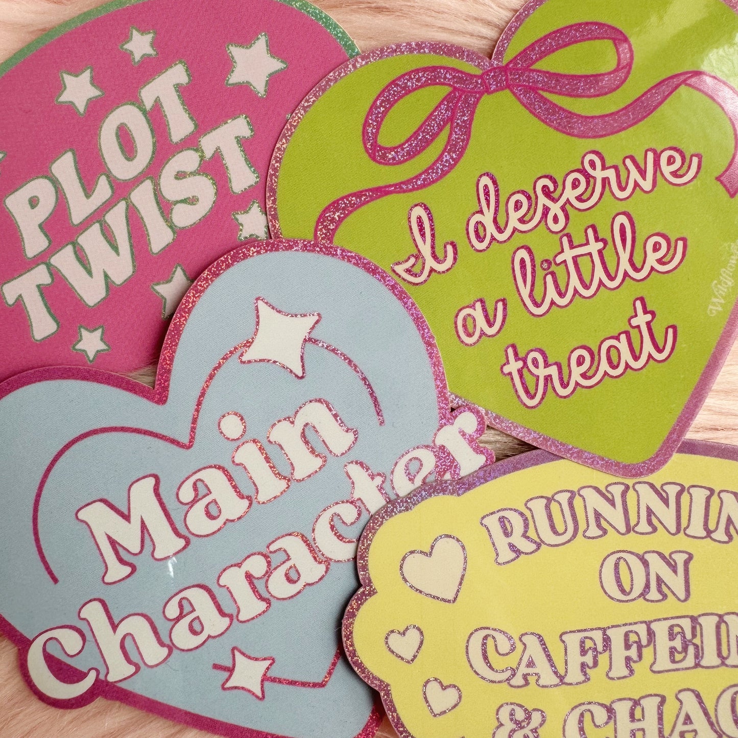 Cute Stickers - Plot Twist - Main Character - I Deserve a Little Treat - Running on Caffeine & Chaos