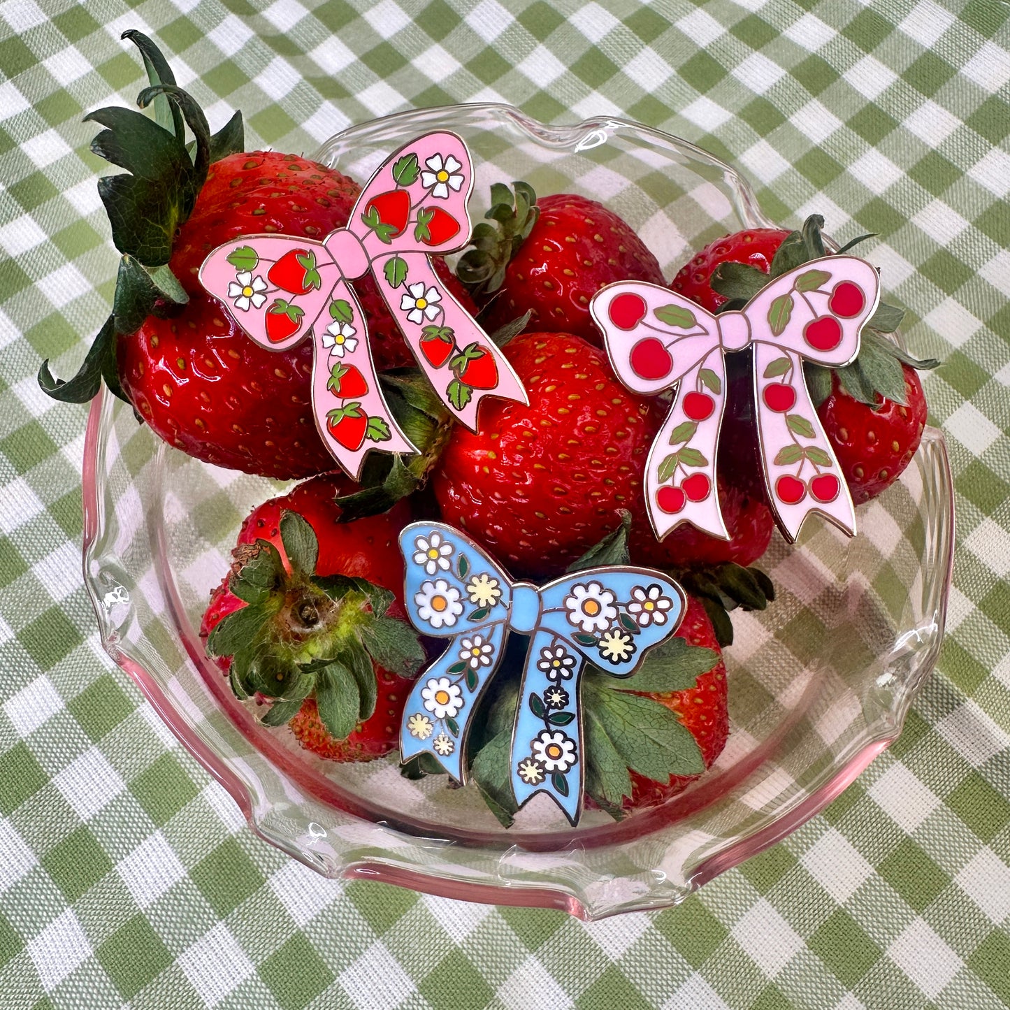 Strawberry Pink Bow Enamel Pin