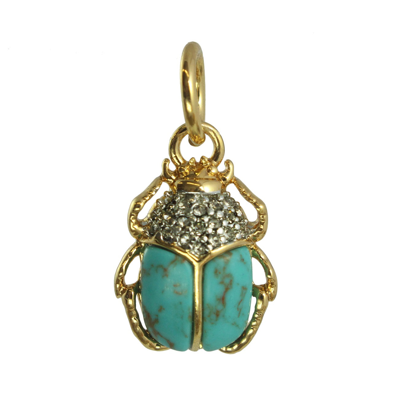 JW00098 Scarab Charm Turquoise Gold - floating