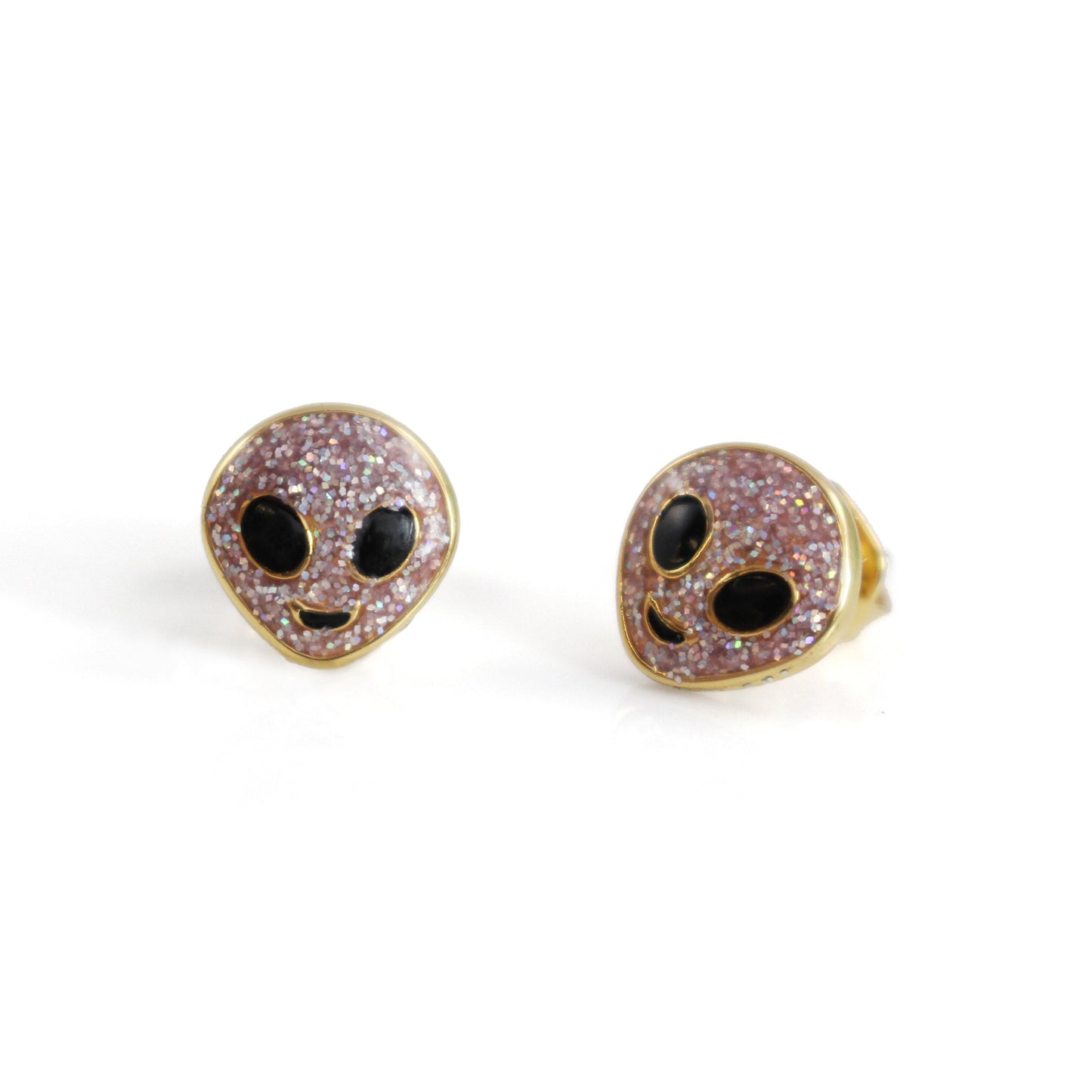 Alien Stud Earrings, Lilac Glitter