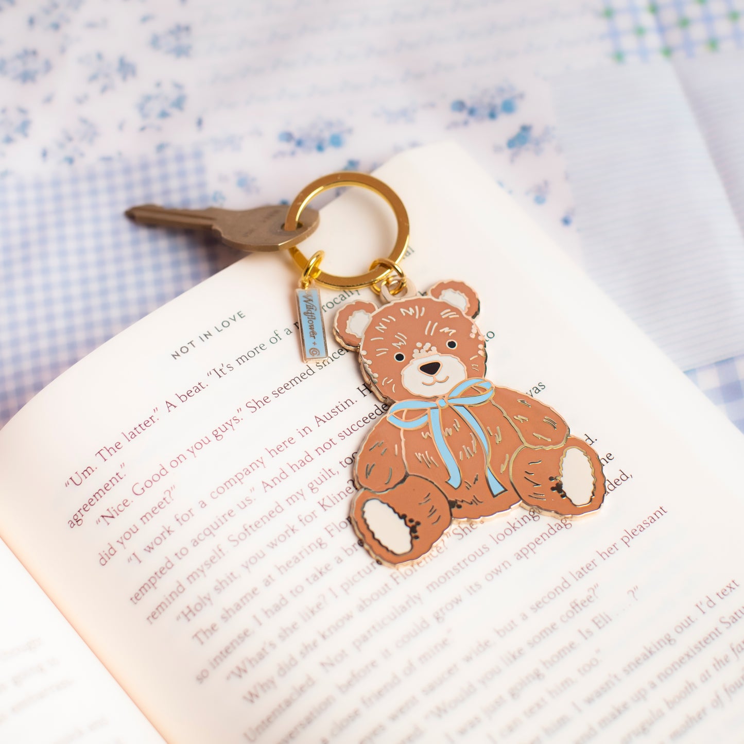 Teddy Bear w. Bow Enamel Keychain