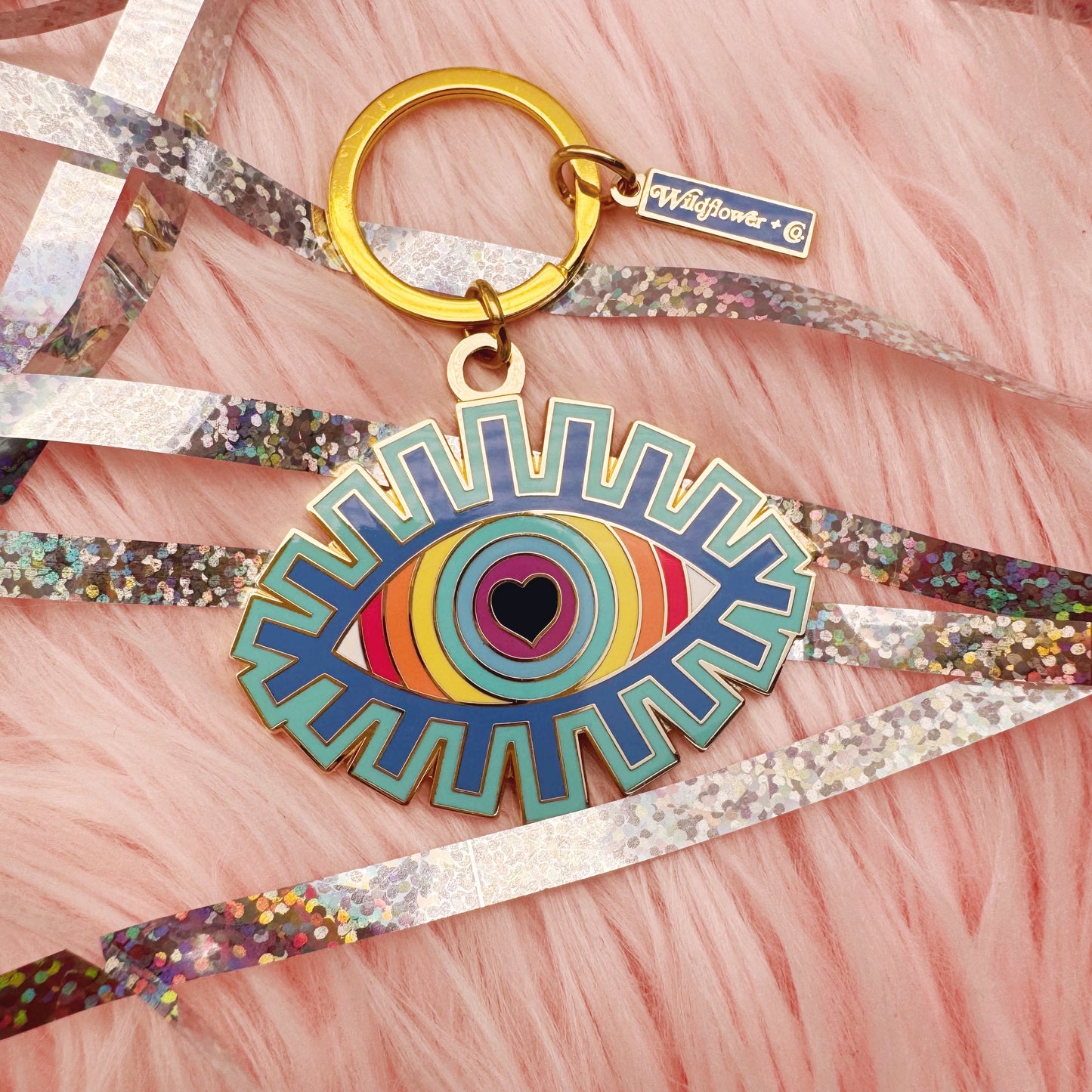 Rainbow Evil Eye Enamel Keychain