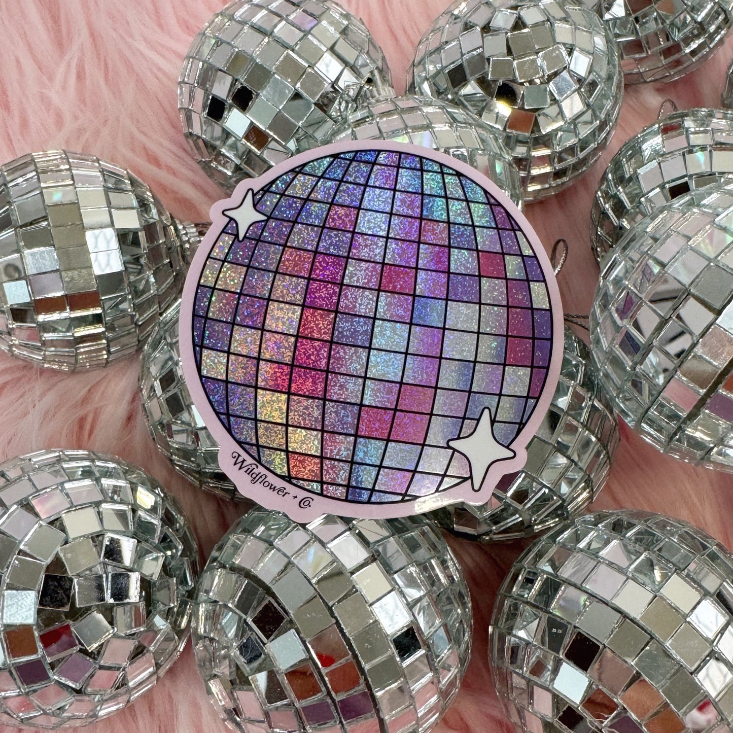 PC00170-MLT-OS - Disco Ball Glitter Sticker - Water Bottle Laptop Stickers - Gifts - Wildflower + Co (1) disco balls