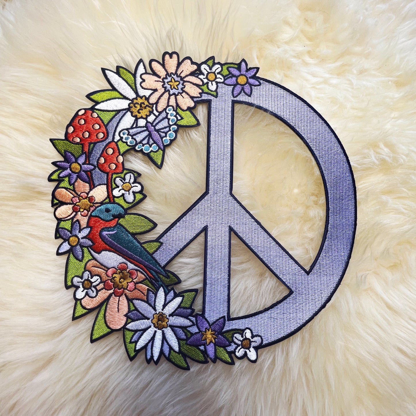 TR00558-MLT-OS - Peace Sign XL Back Patch - Wildflower + Co fur