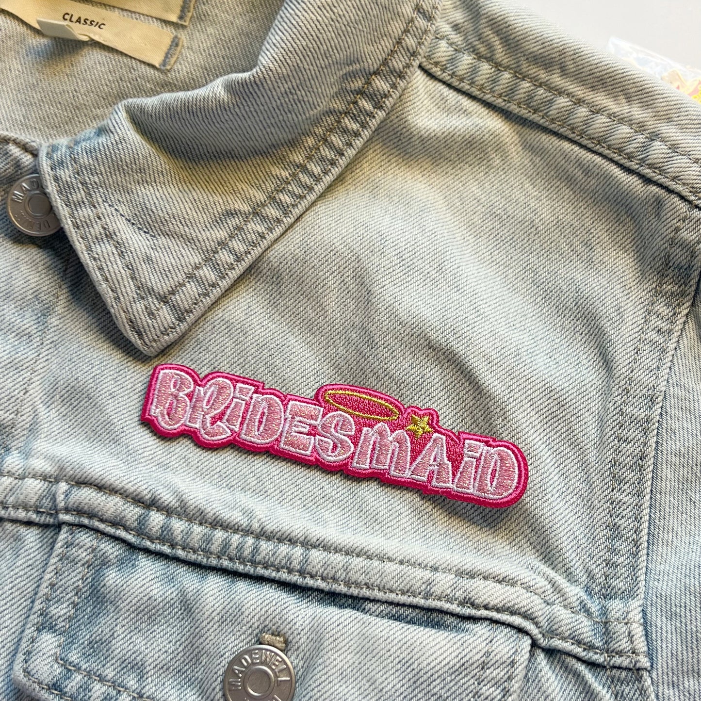 TR00580-PNK-OS - Y2K Bridesmaid Patch - Bachelorette - Bridal Parties - Wedding - Wildflower + Co bridesmaid jacket