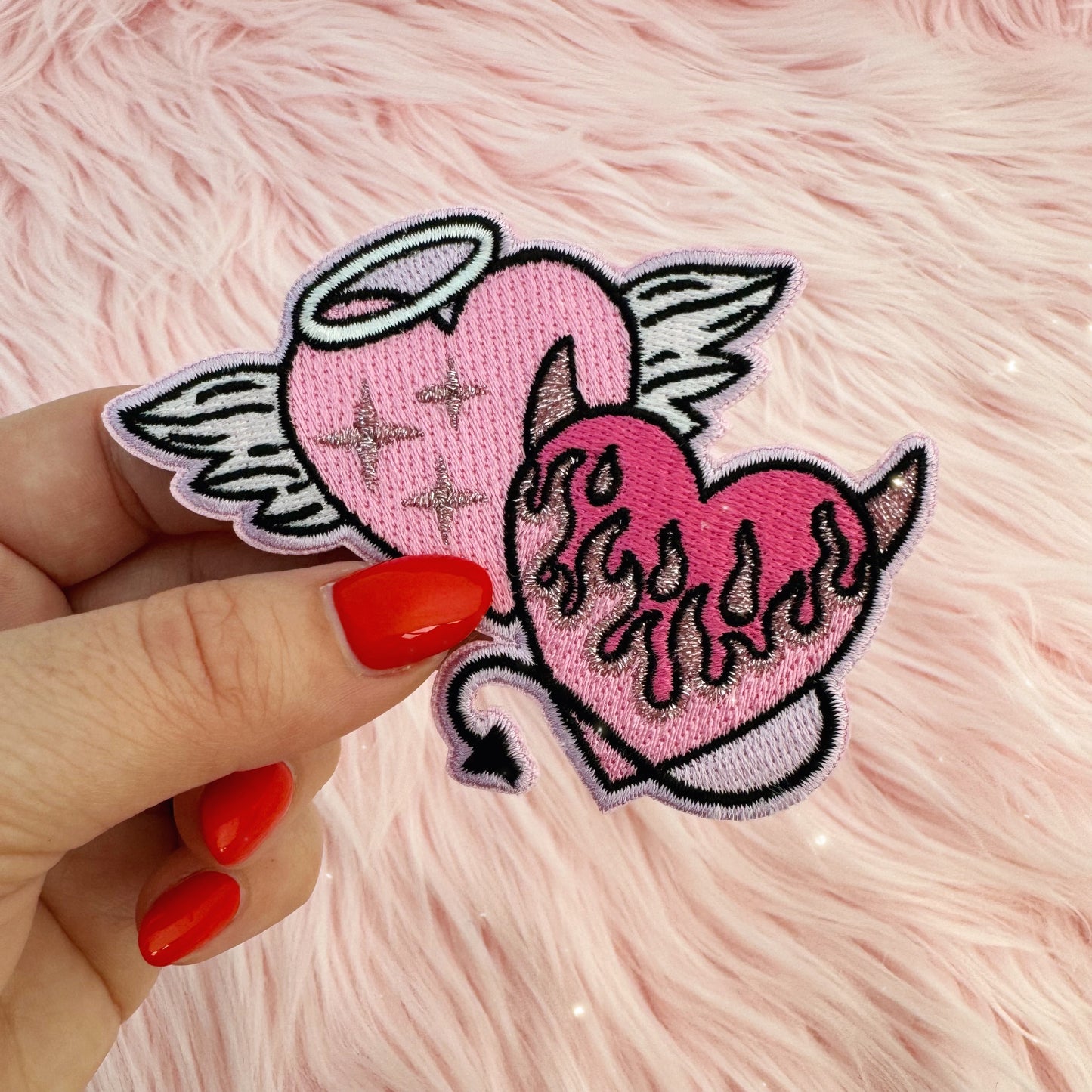 angel devil heart patch - wildflower + co. fur