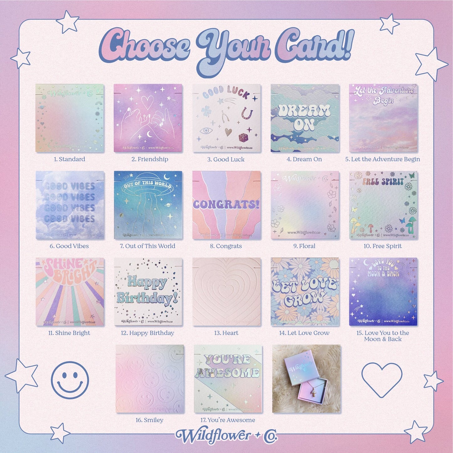 Celestial Crystal Charm Necklace, Rose Quartz & Gold