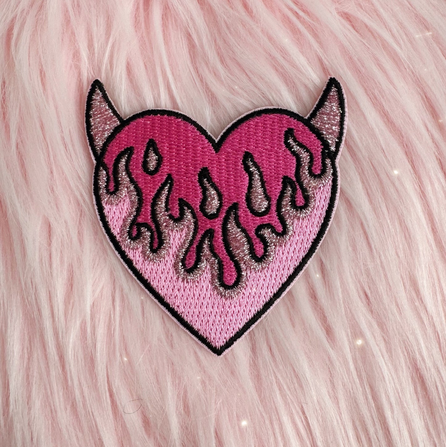 devil heart patch - pink - wildflower + co. - fur