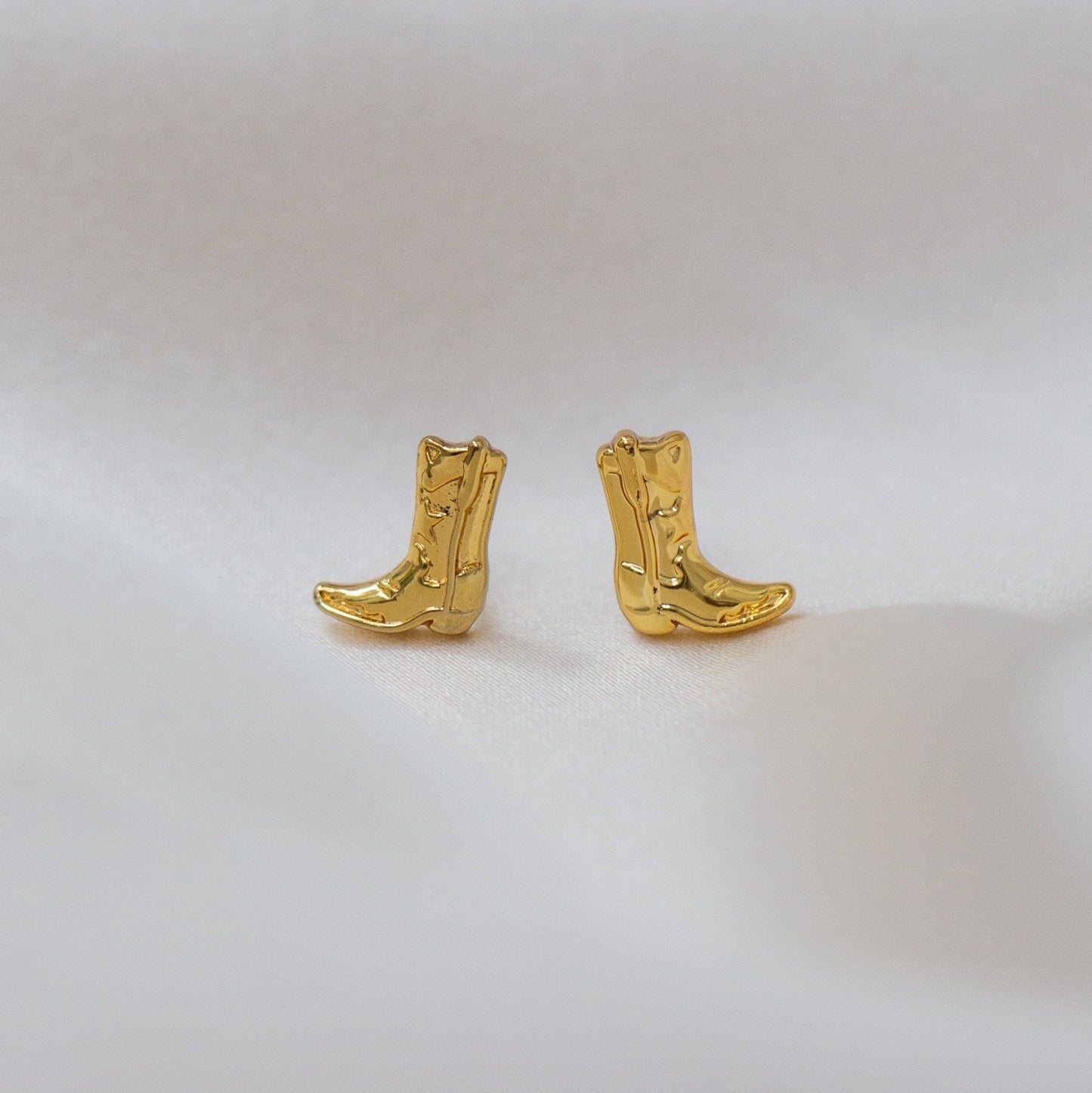 gold cowgirl boot stud earrings - tiny!