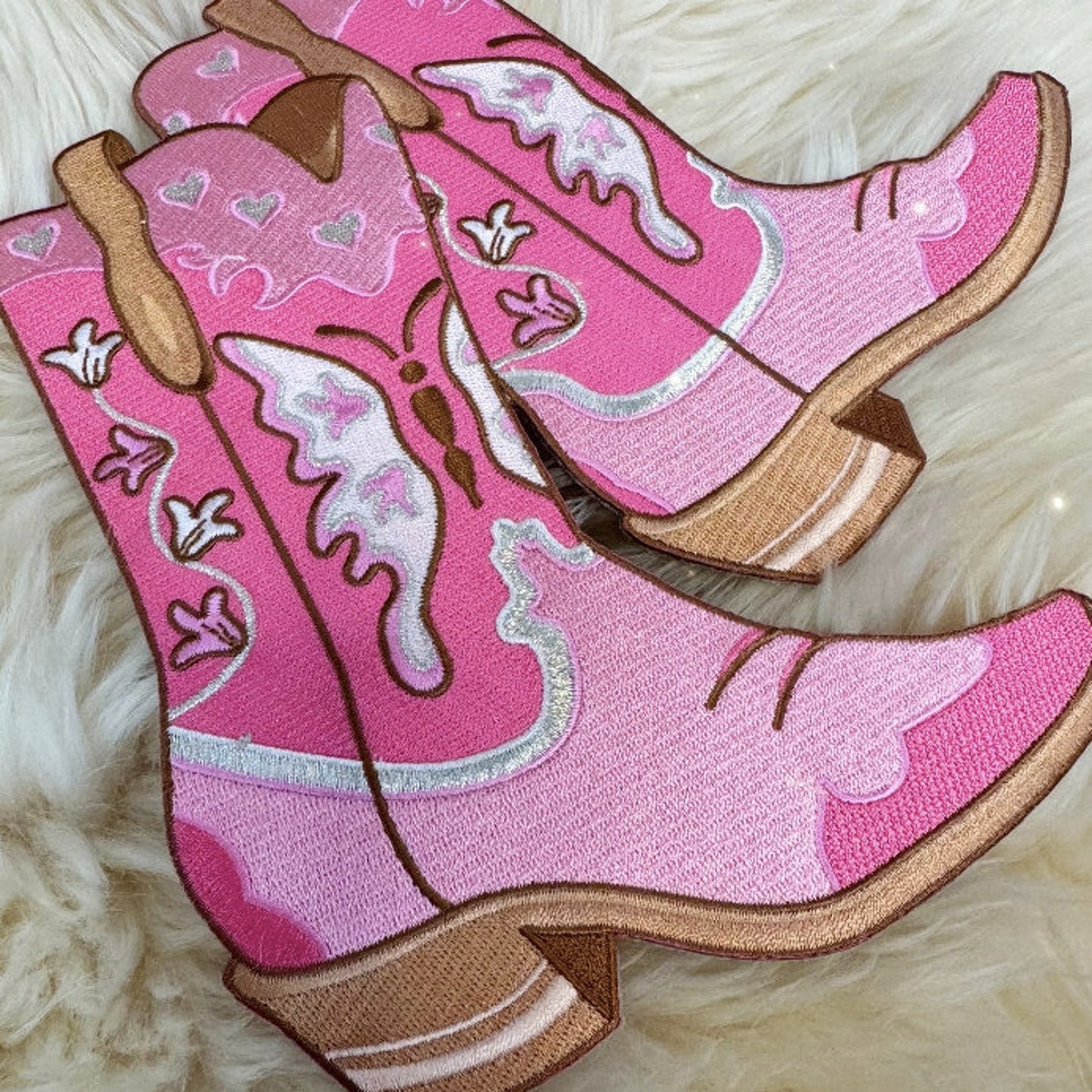 Pink Cowgirl Boots & Howdy XL Back Patches