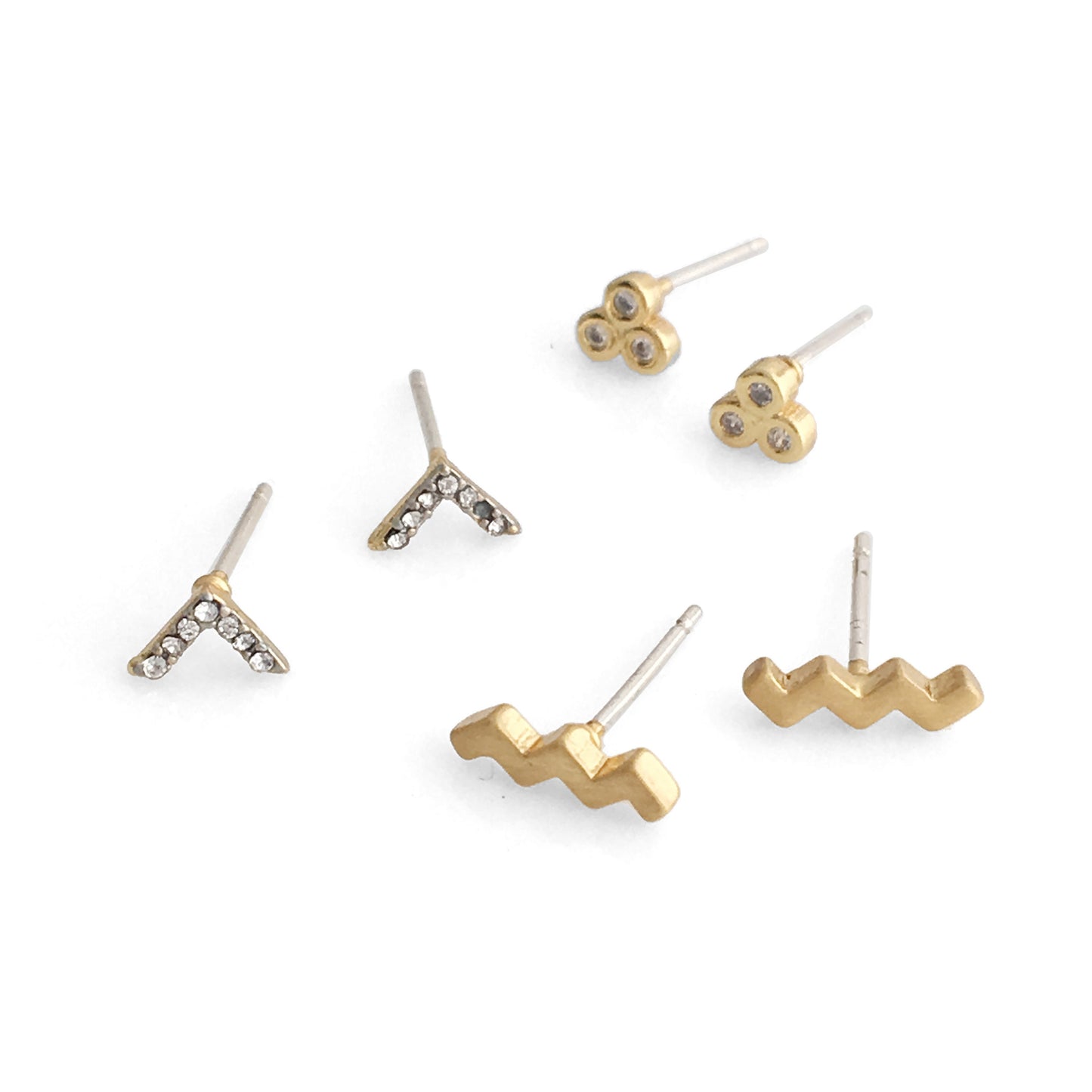 Minimal Dainty Gold Earring Set of 3 Pairs