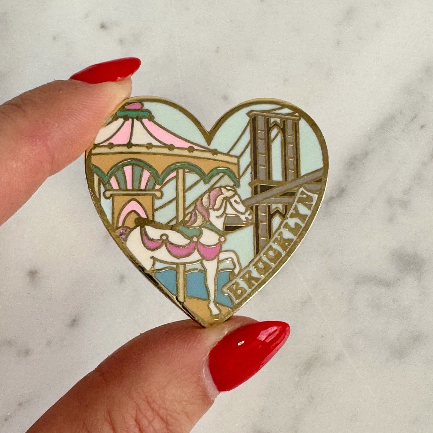Brooklyn Bridge Heart Enamel Pin