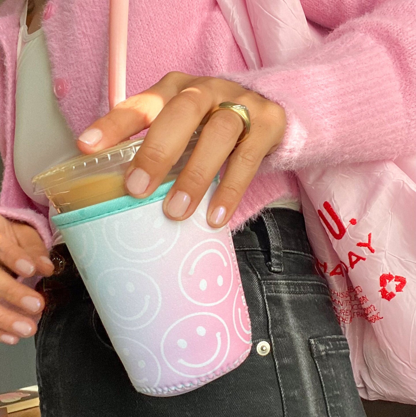 Smiley Iced Coffee Cozy