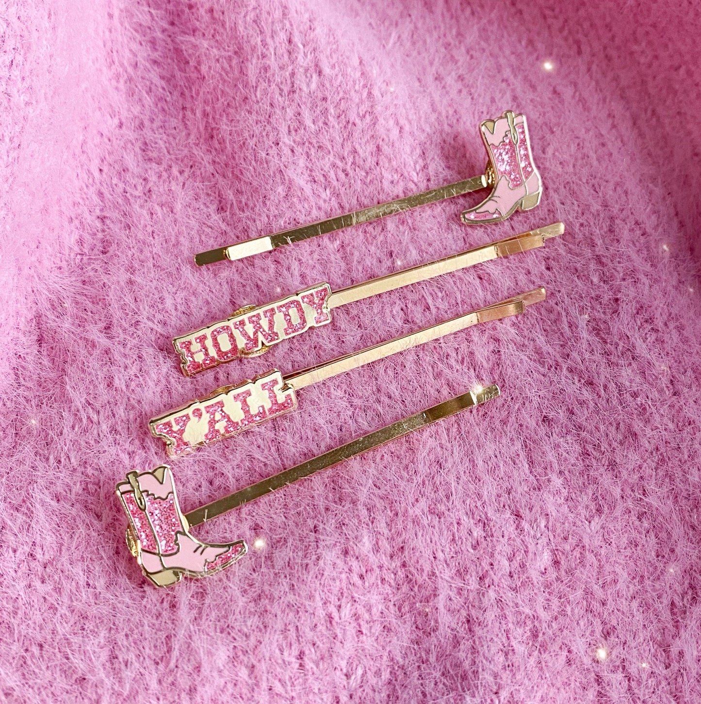 Pink Cowgirl Enamel Bobby Pin S/4