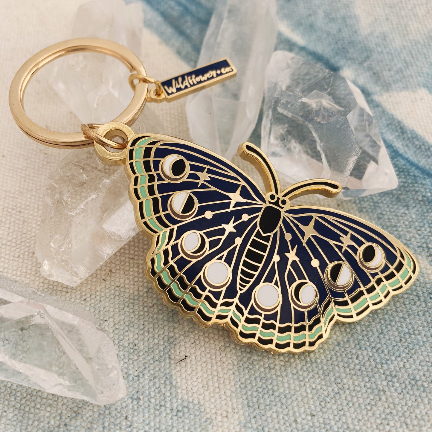 Night Butterfly Enamel Keychain