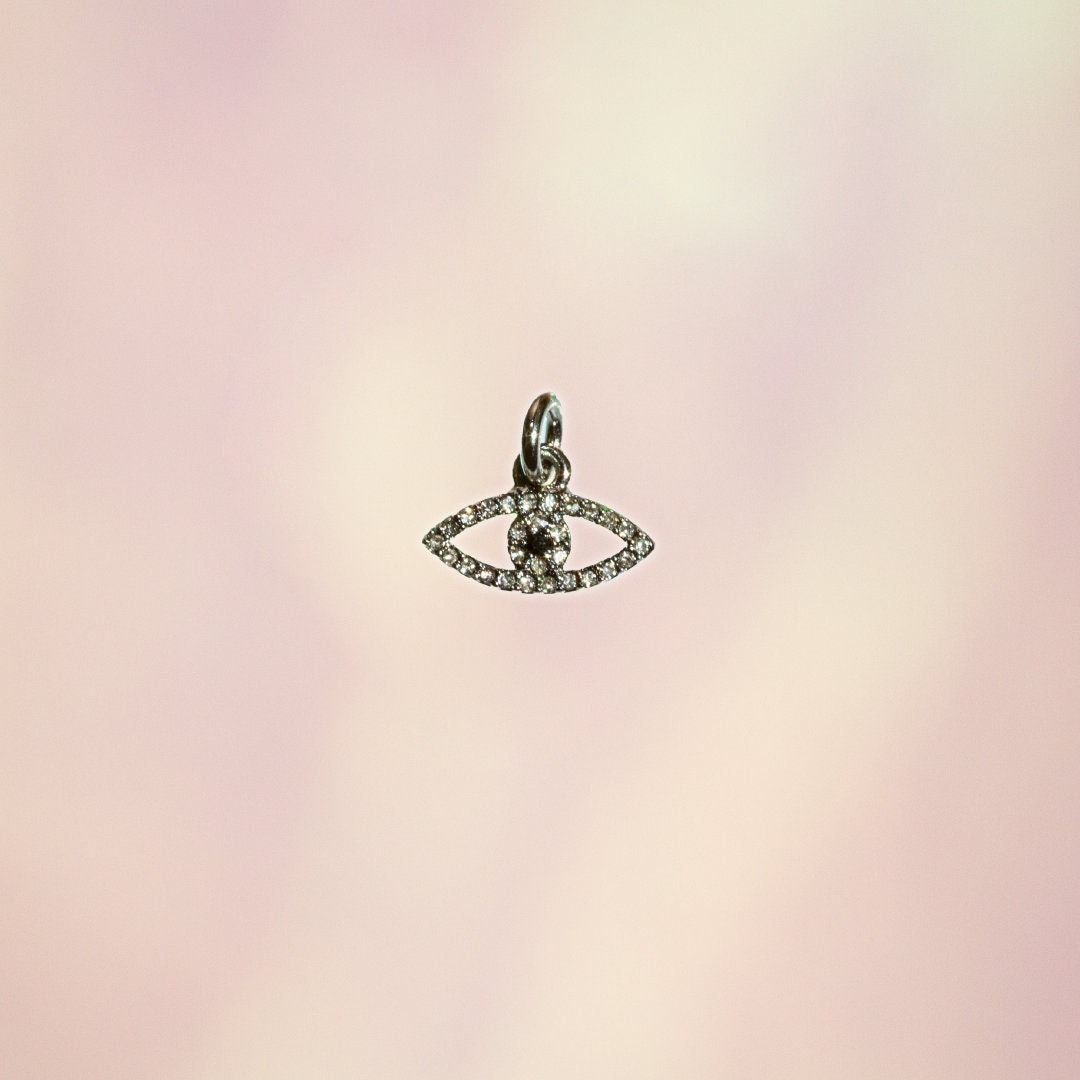 Dainty Evil Eye Charm, Hematite