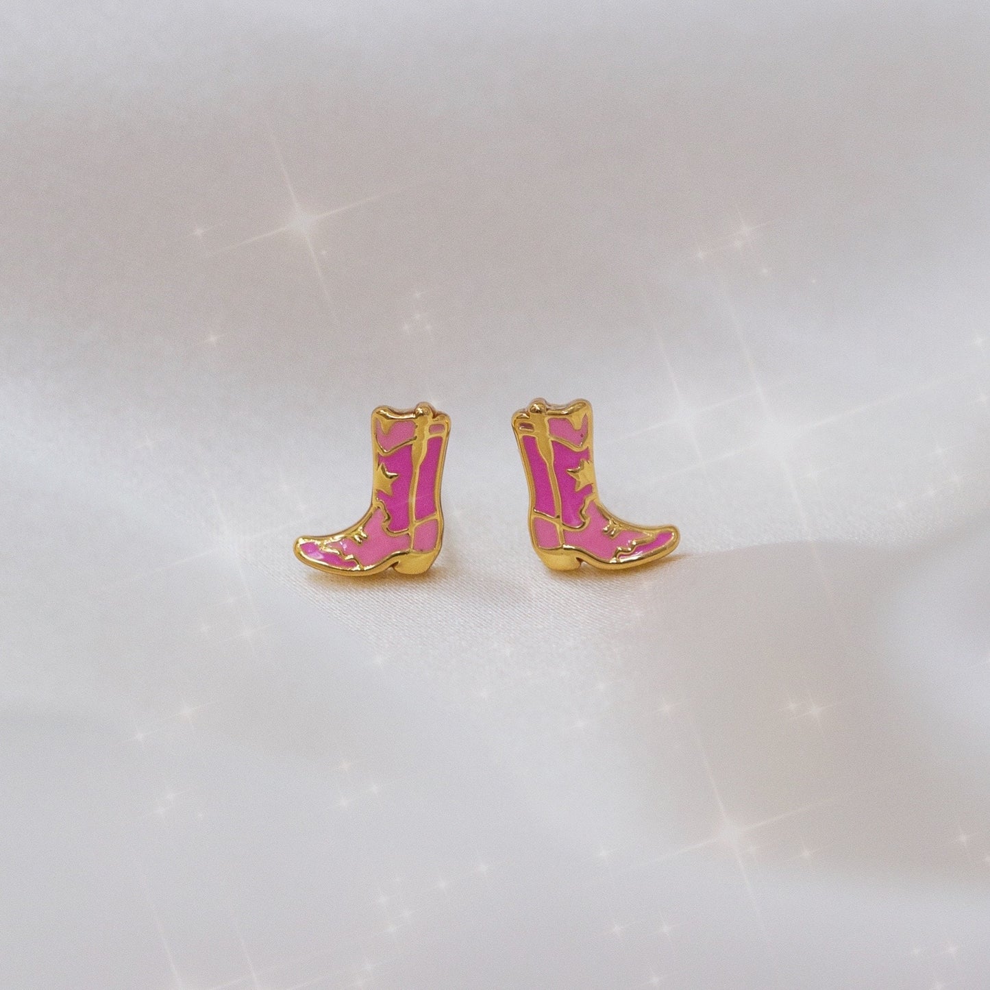 pink cowgirl boot stud earrings - wildflower + co.