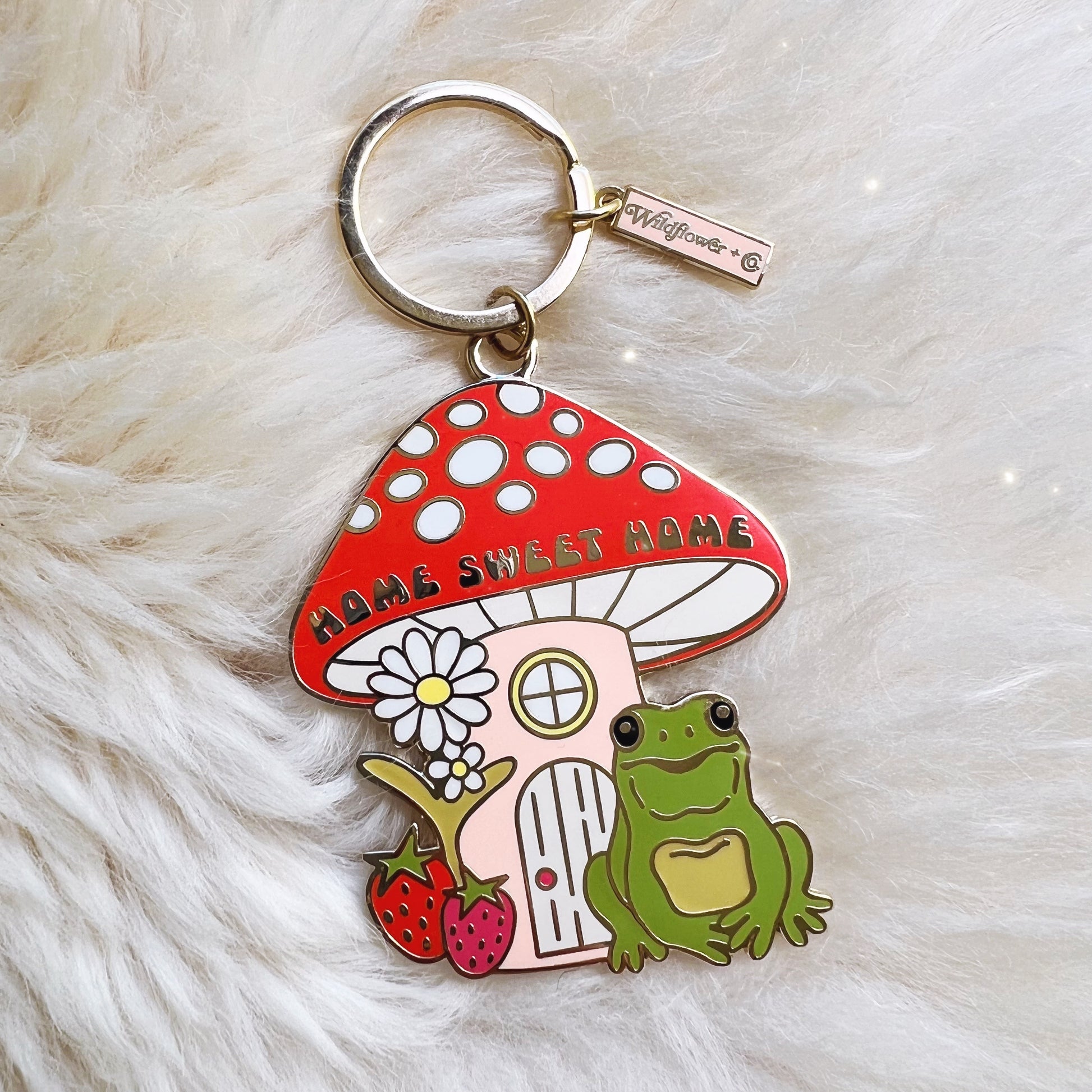 AC00240-MLT-OS Home Sweet Home Frog & Mushroom Keychain - Enamel Keychain - Cottagecore - Wildflower + Co. Gifts (2)