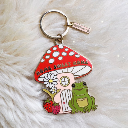 AC00240-MLT-OS Home Sweet Home Frog & Mushroom Keychain - Enamel Keychain - Cottagecore - Wildflower + Co. Gifts (2)