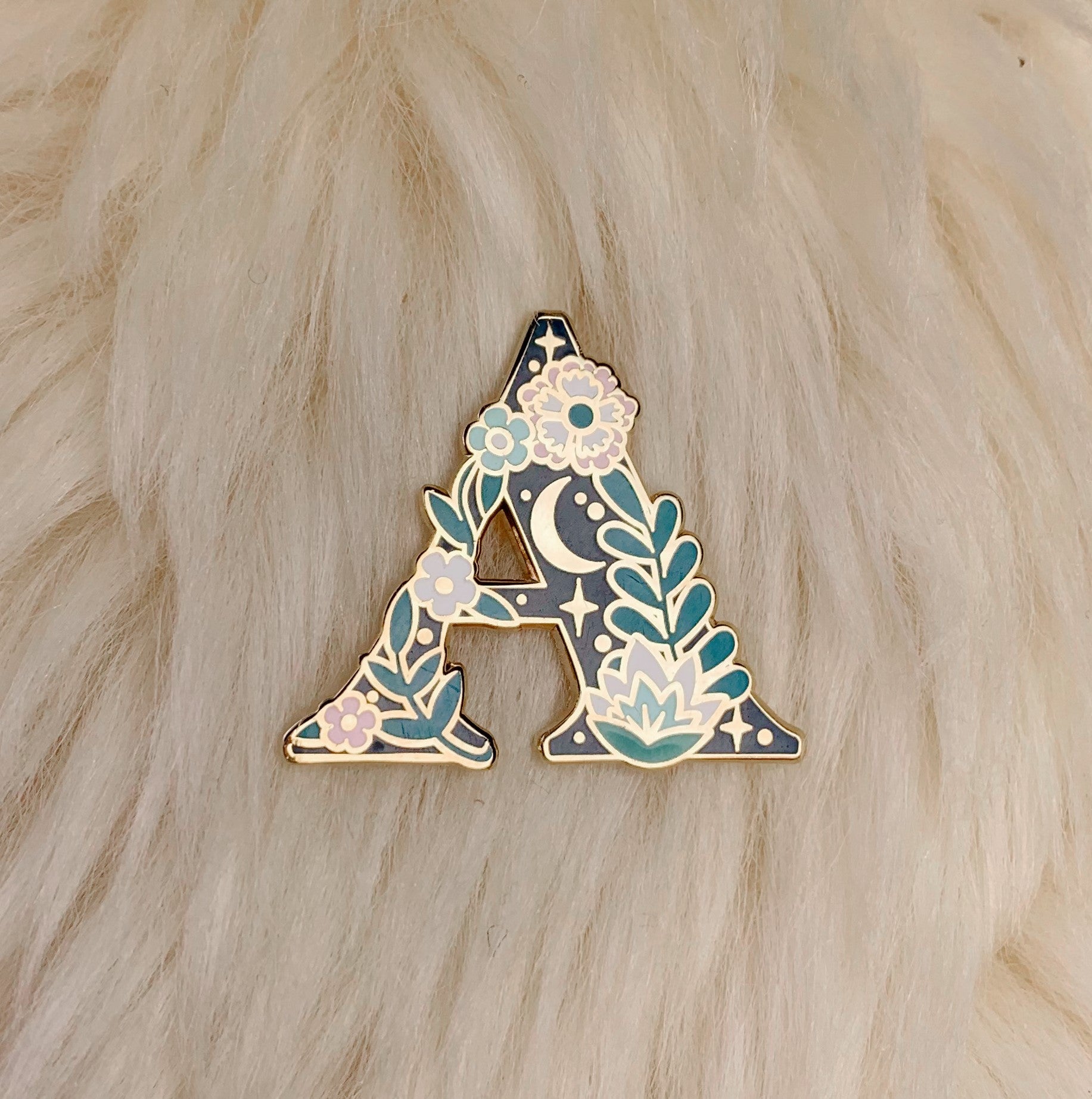 AC00264-MLT-OS - Botanical Letter Enamel Pin,  A 