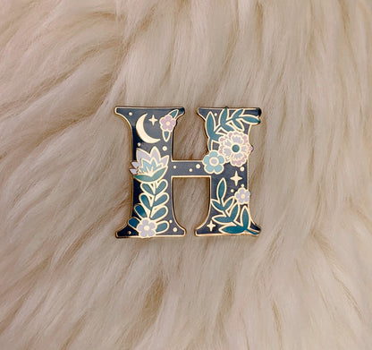 AC00264-MLT-OS - Botanical Letter Enamel Pin,  H
