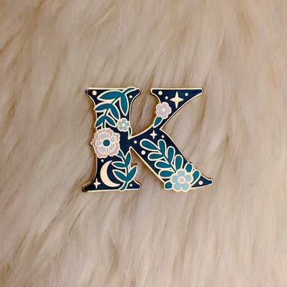 AC00264-MLT-OS - Botanical Letter Enamel Pin,  K