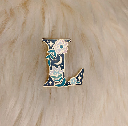 AC00264-MLT-OS - Botanical Letter Enamel Pin,  L