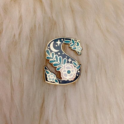 Botanical Letter Enamel Pin