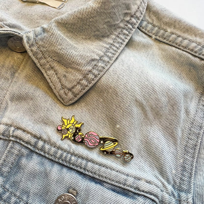 AC00285-MLT-OS - Galaxy Enamel Pin - Space Pins - Planet Cosmic Cosmos Solar System - Wildflower + Co. on denim jacket