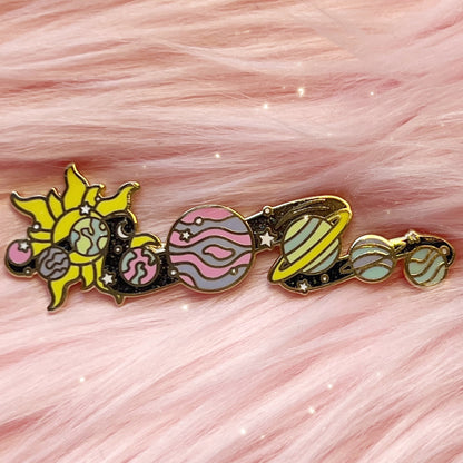 AC00285-MLT-OS - Galaxy Enamel Pin - Space Pins - Planet Cosmic Cosmos Solar System - Wildflower + Co. on pink fur