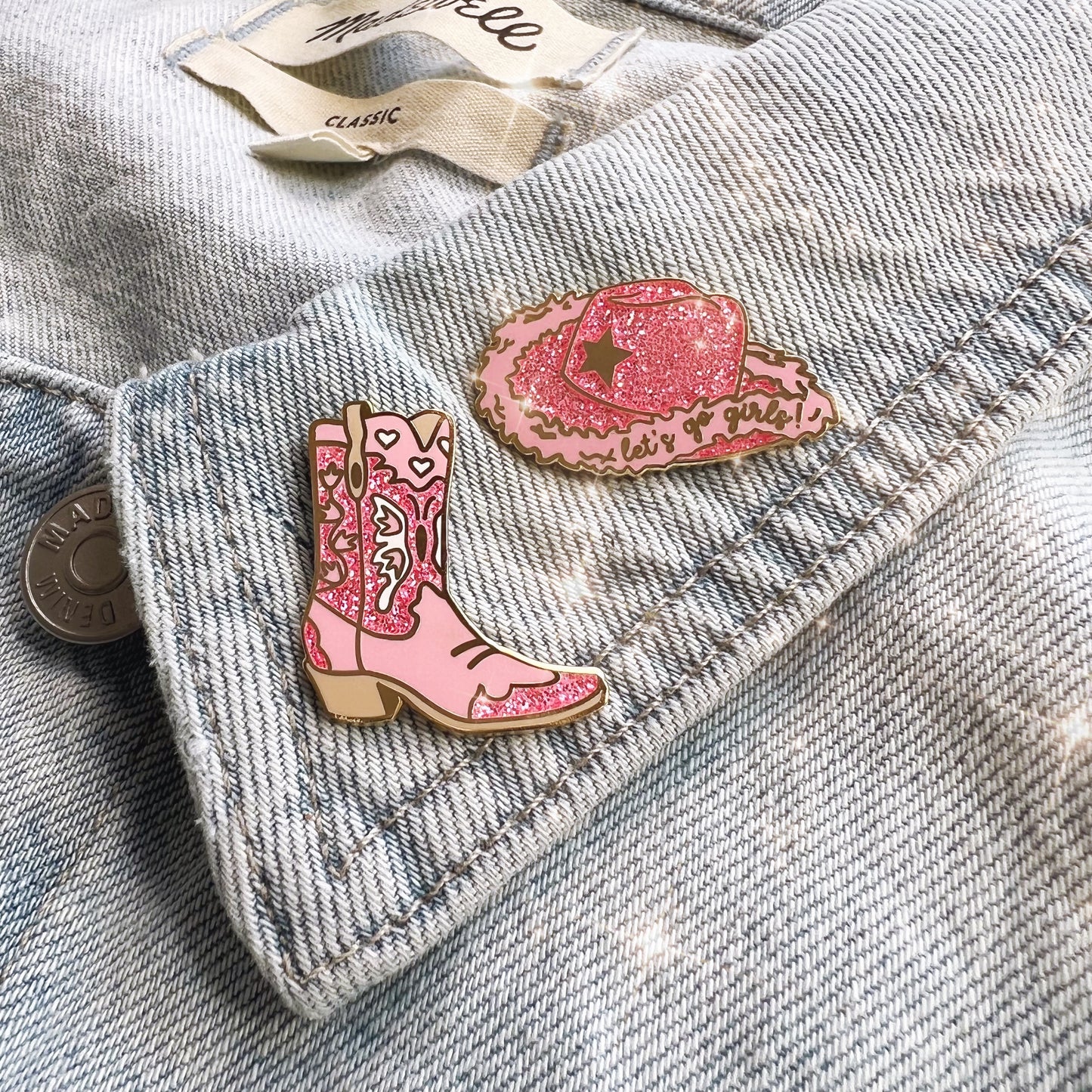 Pink Cowgirl Boot & Hat Enamel Pins