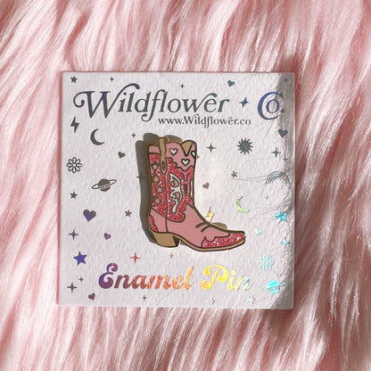 Pink Cowgirl Boot & Hat Enamel Pins