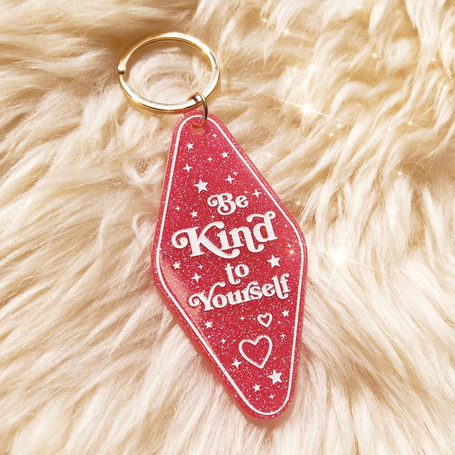 Positive Affirmation Glitter Motel Keychain