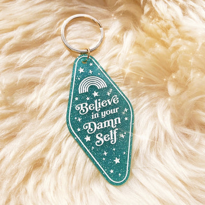 Positive Affirmation Glitter Motel Keychain
