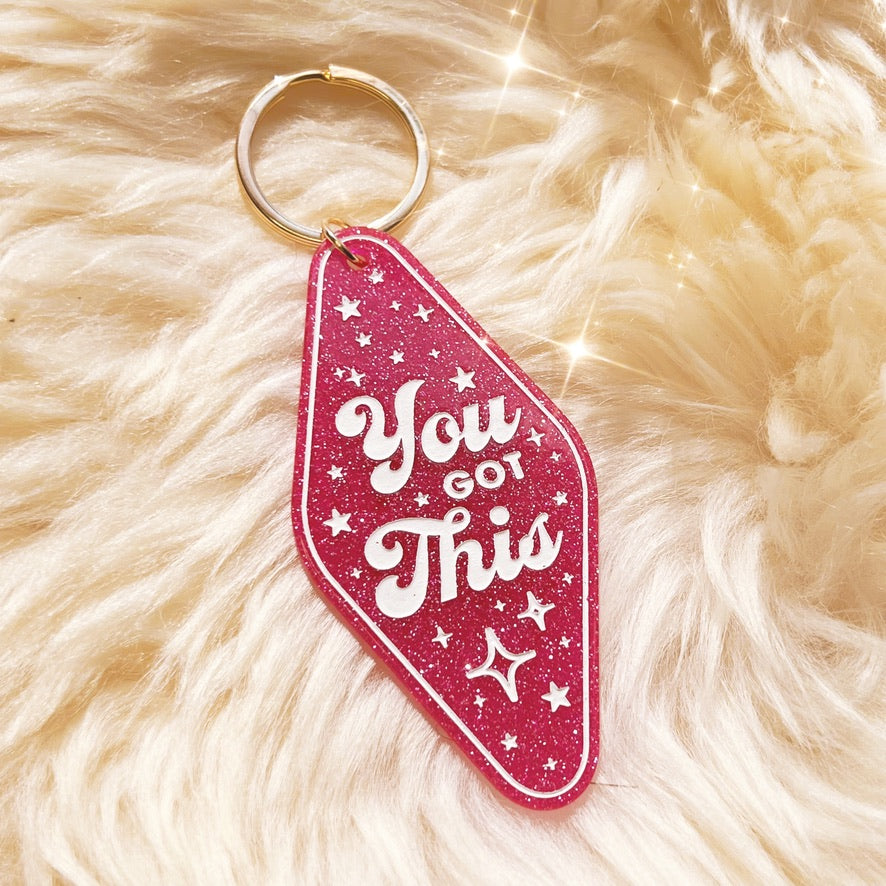 Positive Affirmation Glitter Motel Keychain