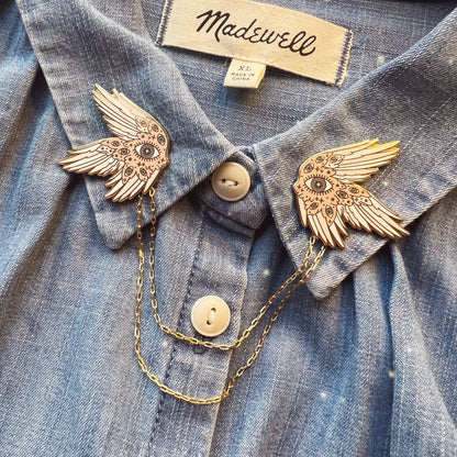 Angel Wing Enamel Collar Pins