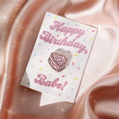 AC00352-PNK-OS - Bday Babe Cake Pin - Wildflower + Co 