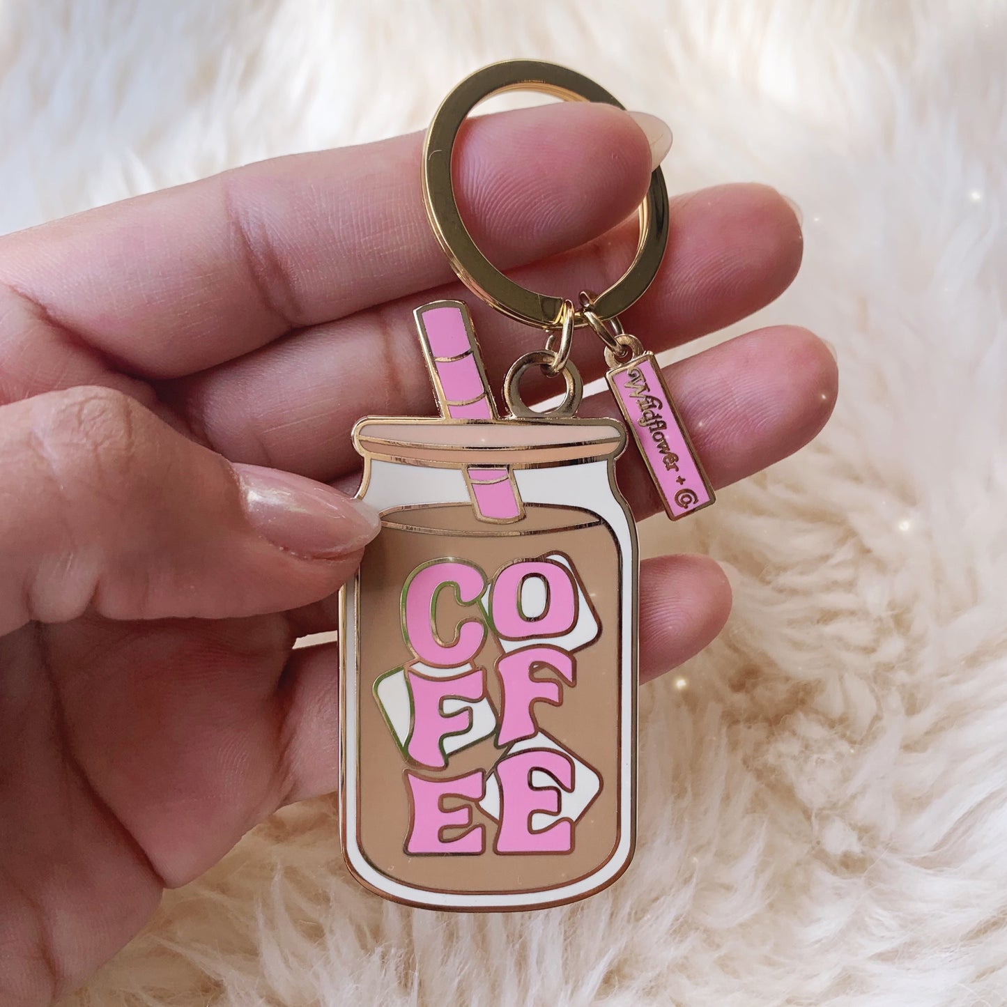 Iced Coffee Enamel Keychain