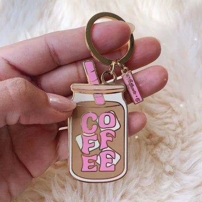 Iced Coffee Enamel Keychain