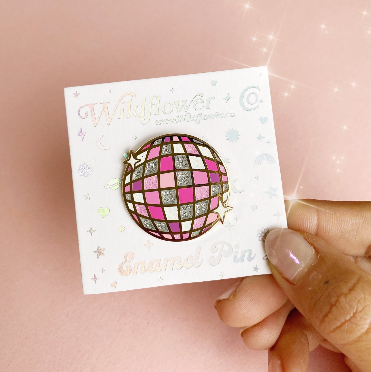 Pink Discoball Pin