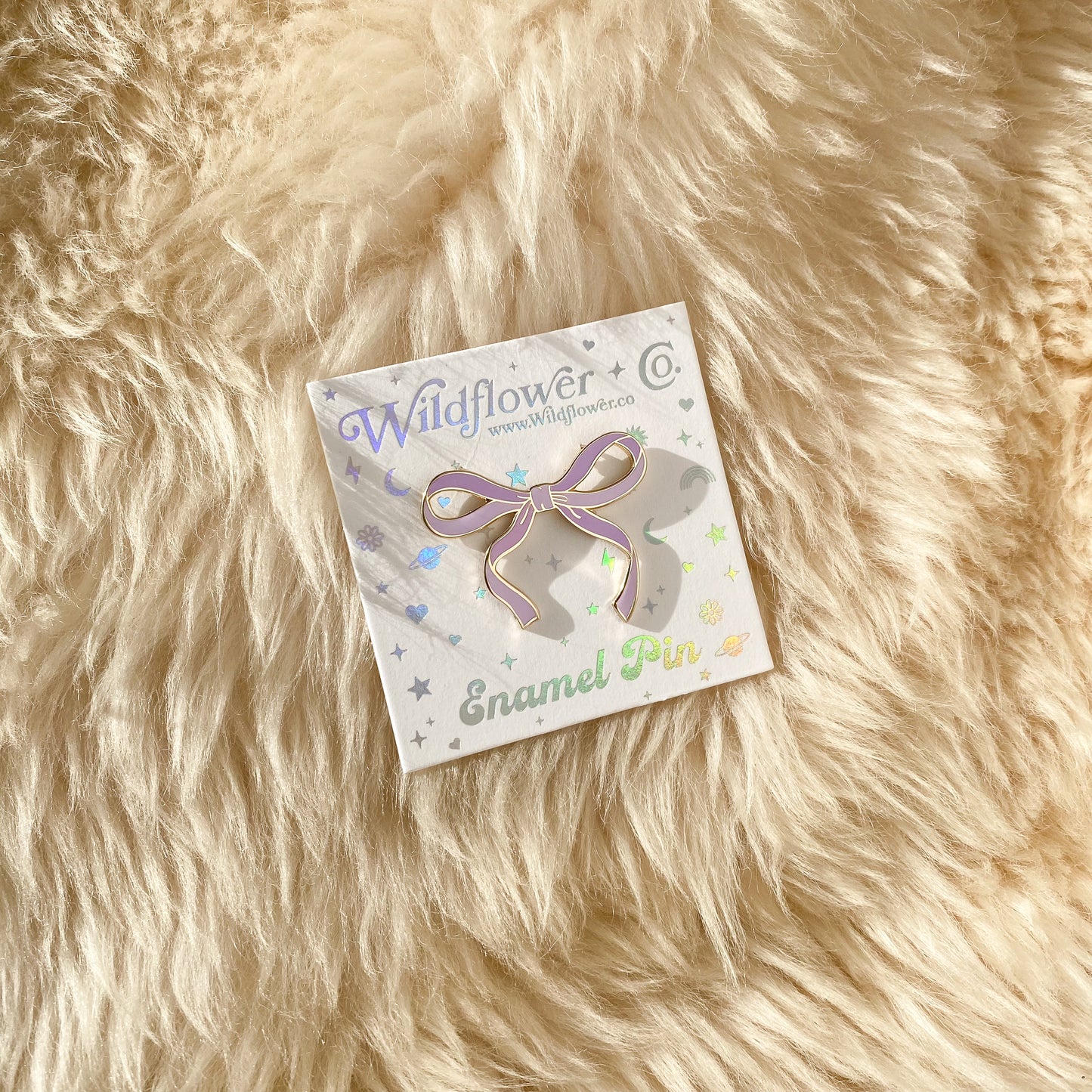AC00489-BLS-OS - Wispy Enamel Bow Pin, Pearlized Blush Pink - Cute Coquette Pins - Royalcore Balletcore Accessories - Ballet Bow Pin - Wildflower + Co  Lilac