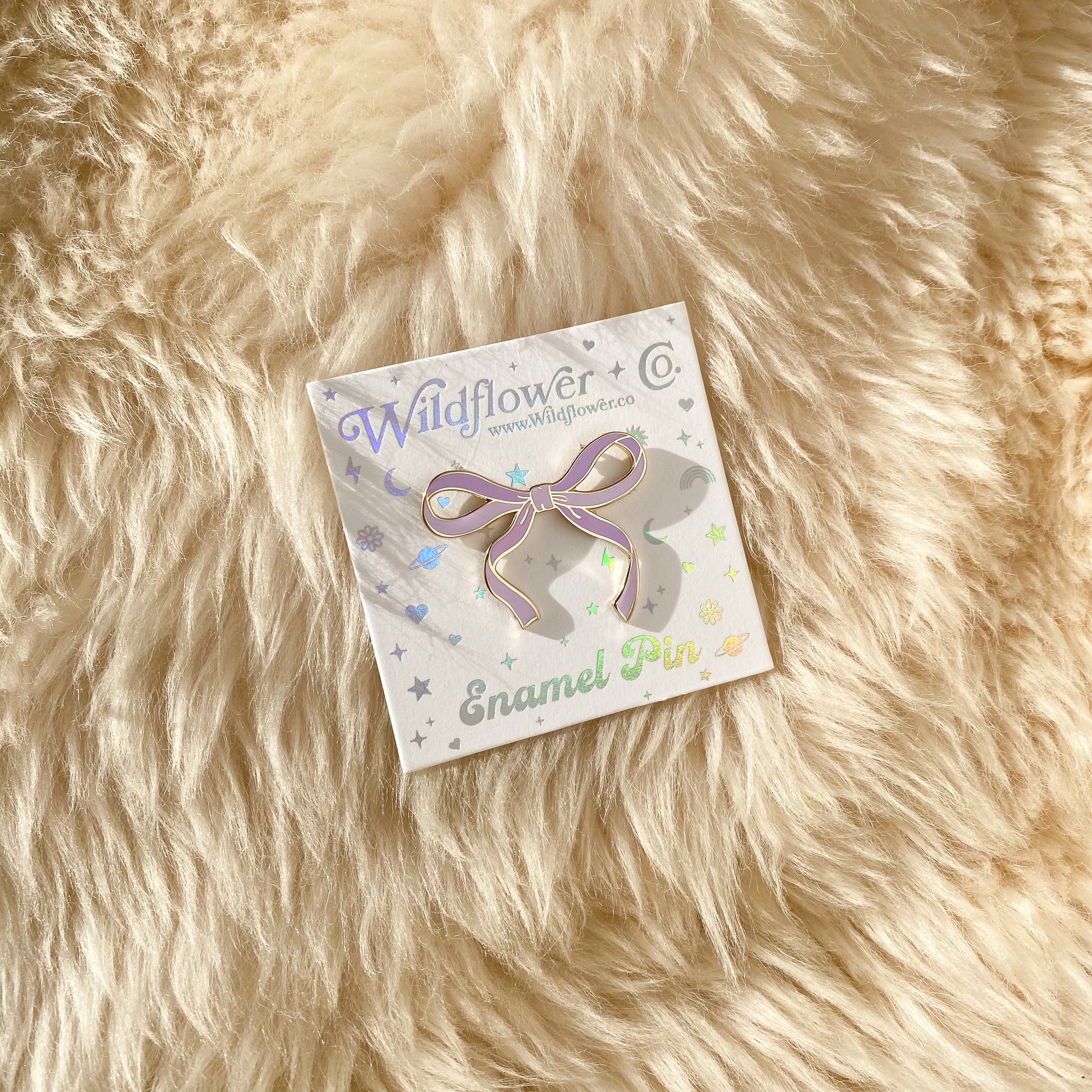 AC00489-BLS-OS - Wispy Enamel Bow Pin, Pearlized Blush Pink - Cute Coquette Pins - Royalcore Balletcore Accessories - Ballet Bow Pin - Wildflower + Co  Lilac