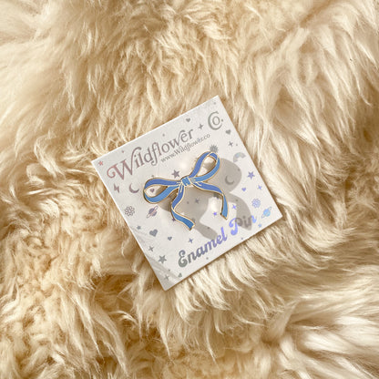 AC00489-BLS-OS - Wispy Enamel Bow Pin, Pearlized Blush Pink - Cute Coquette Pins - Royalcore Balletcore Accessories - Ballet Bow Pin - Wildflower + Co (1)