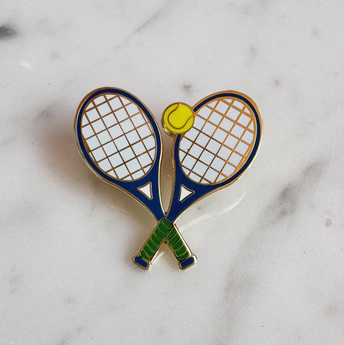 Tennis Racket Enamel Pin, Navy