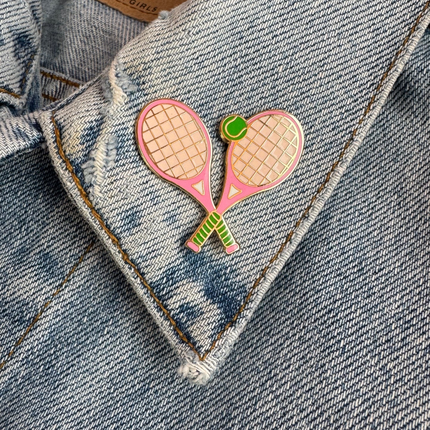 Tennis Racket Enamel Pin, Pink